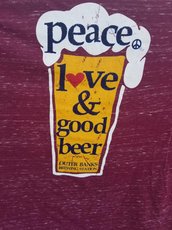 Peace, Love & Good Beer T-shirt Burgandy
