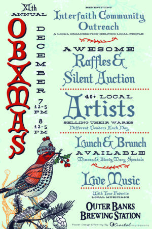 obxmas holiday art show at the outer banks brewing station