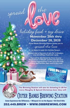 outer banks brewing station share the love food and toy drive