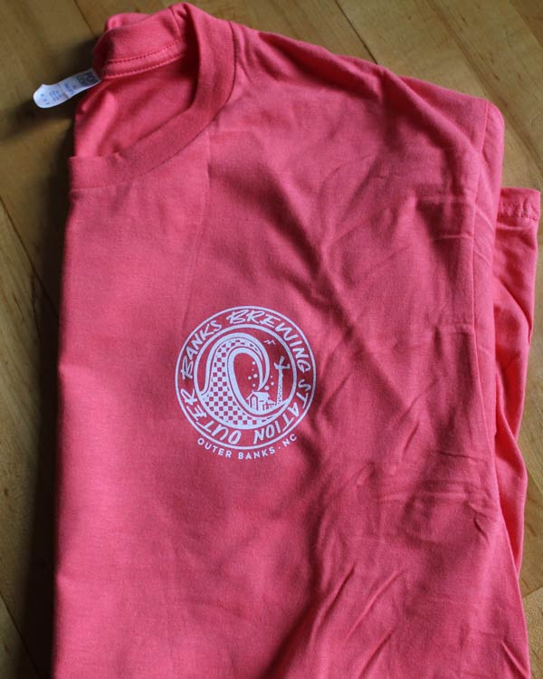 Salmon Surf shirt, Outer Banks clothing with a wave for the Outer Banks Brewing Station.