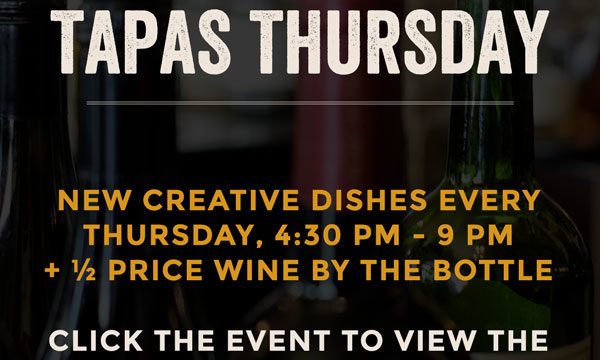 Every Thursday at the Outer Banks Brewing Station we have small plates of creative dishes with a theme and half priced bottles of wine!