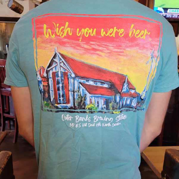 Outer Banks Brewing Station Wish You Were Beer Teal T-Shirt